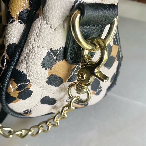 Betsey Johnson Leopard Print Heart Stitch Crossbody Purse - Picture 8 of 16